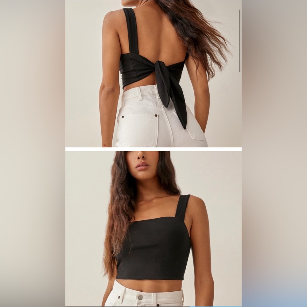 Reformation Jennie black crop tie top